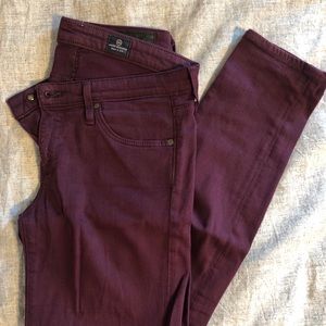 AG Stevie ankle slim straight jeans | wine color